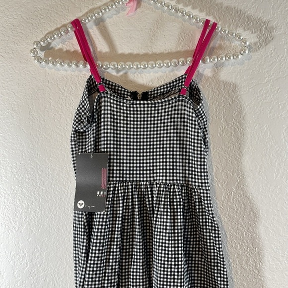 ROXY Black & White Gingham Mini Dress Size XS NEW - Picture 6 of 9